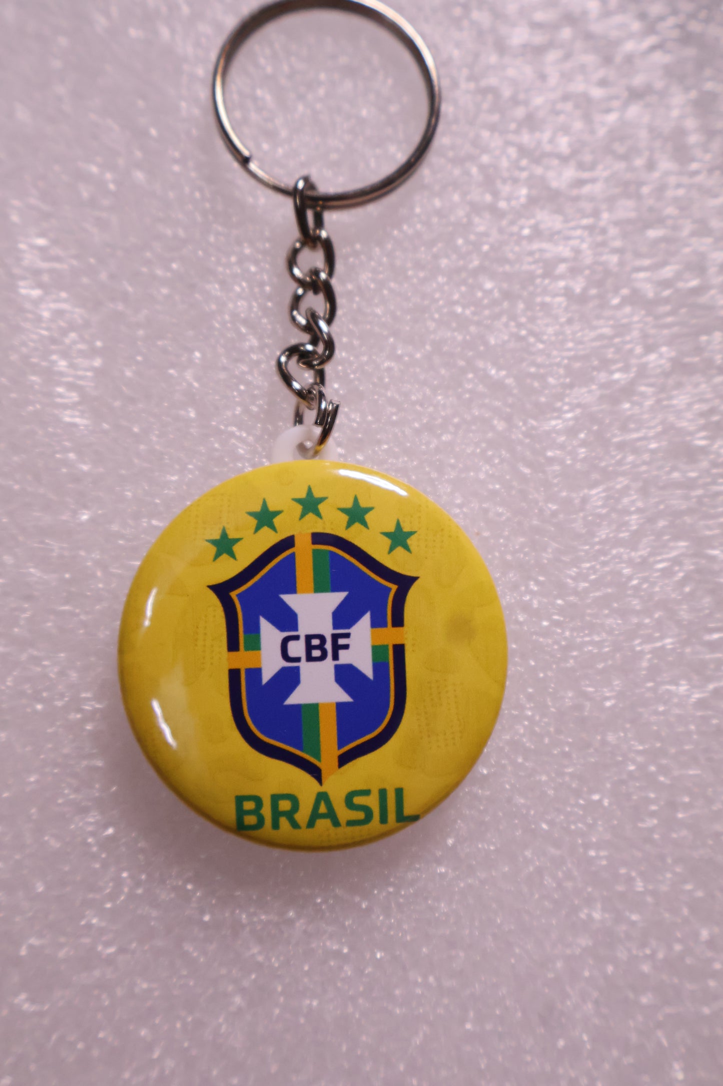 Brazil Football Keychain – Classic Button (44mm)