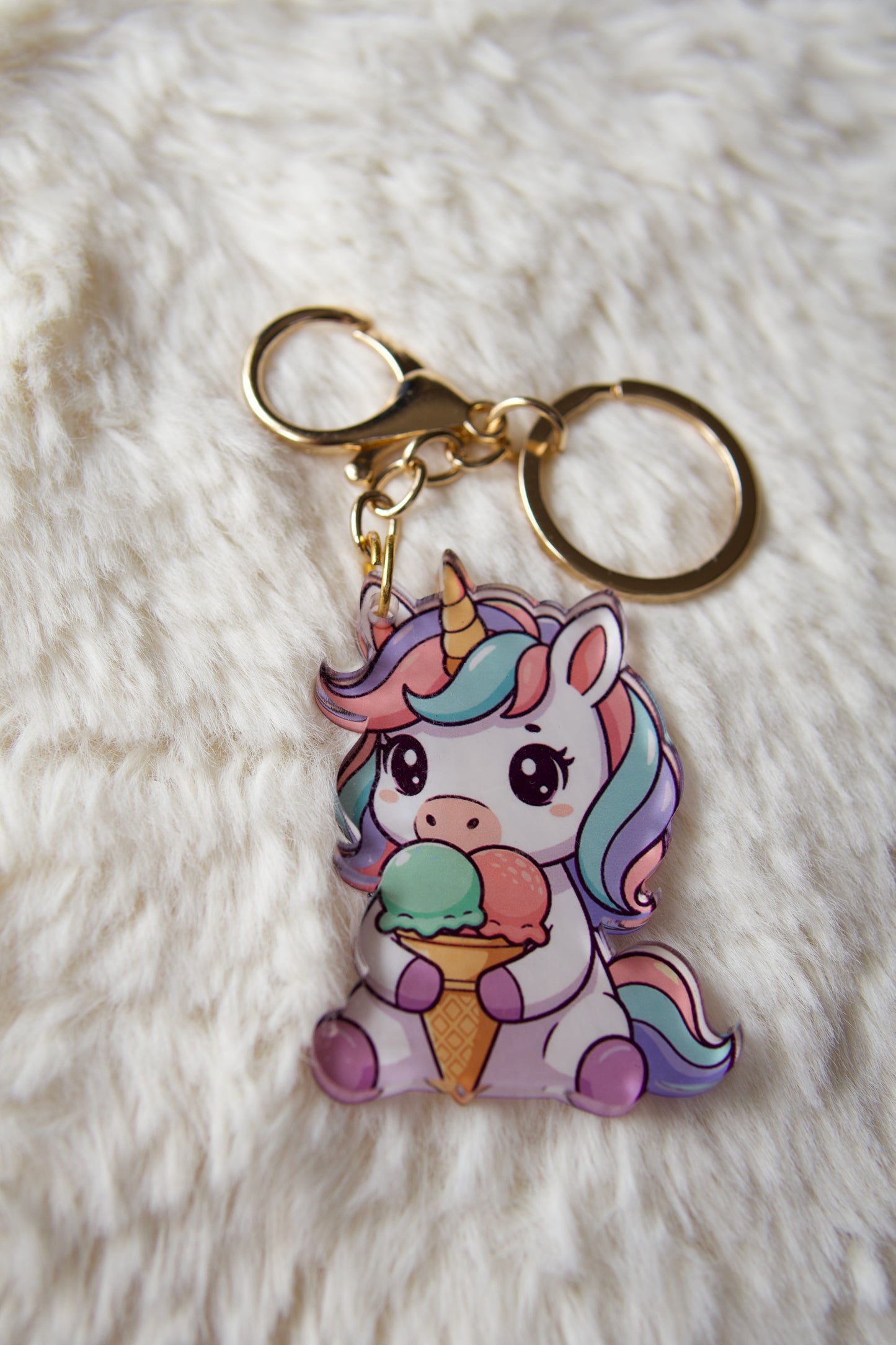 Unicorn Multi Icecream Premium Acrylic Keychain