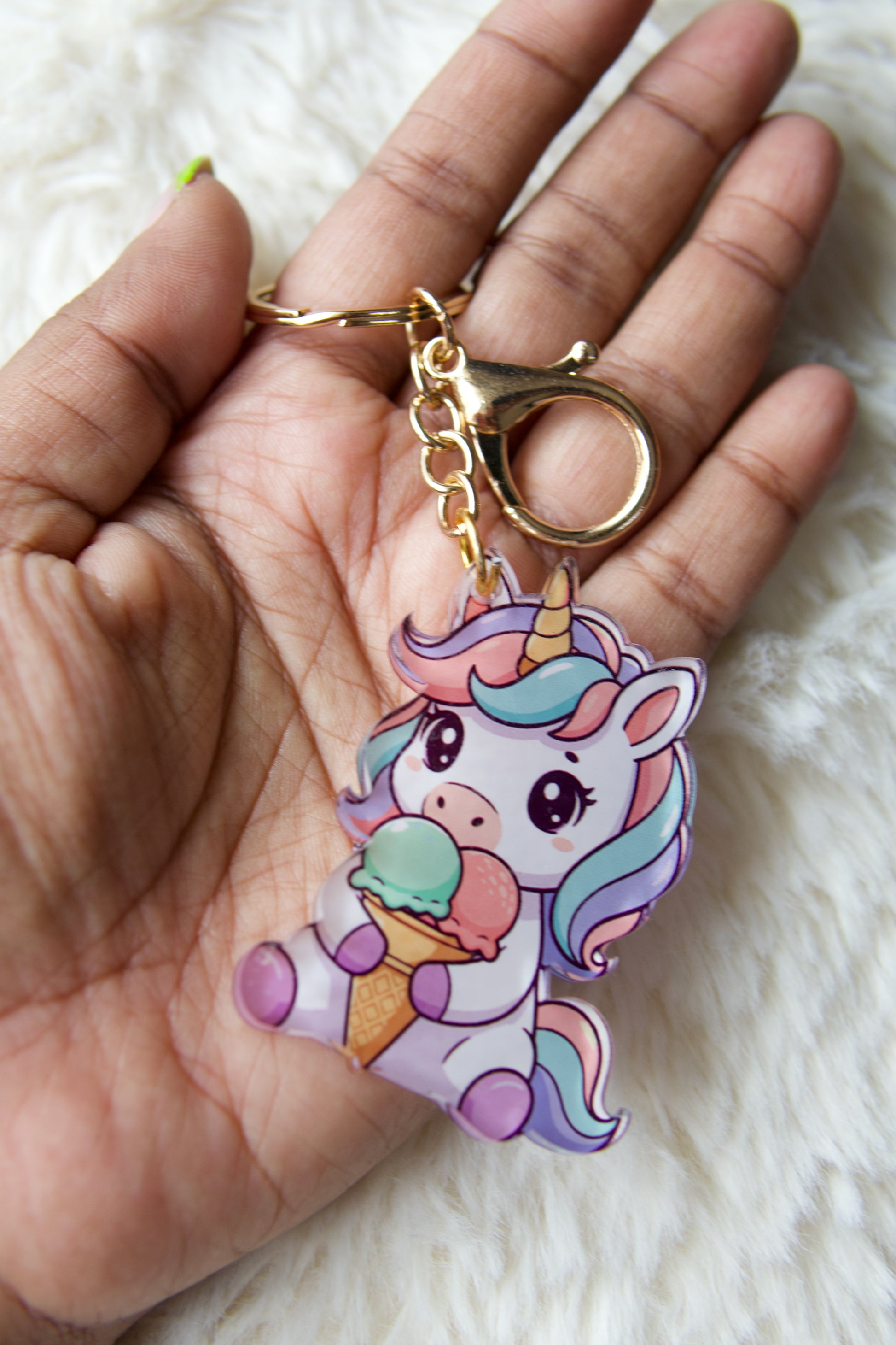 Unicorn Multi Icecream Premium Acrylic Keychain