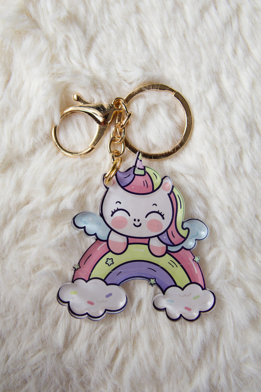 Unicorn Rainbow Short Premium Acrylic Keychain