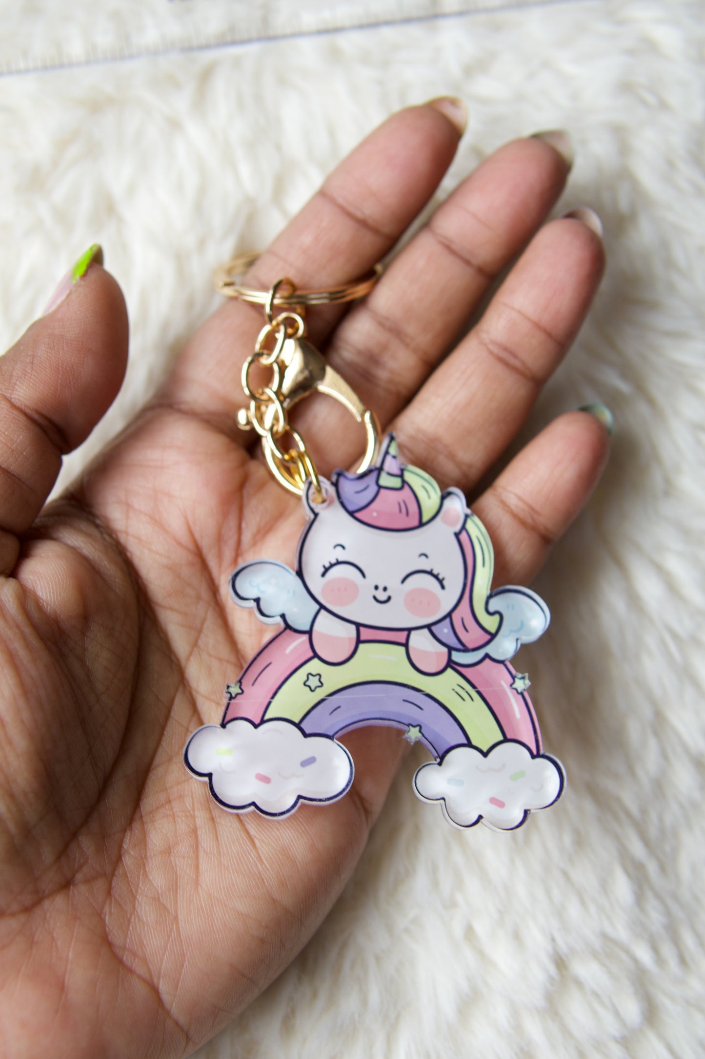 Unicorn Rainbow Short Premium Acrylic Keychain