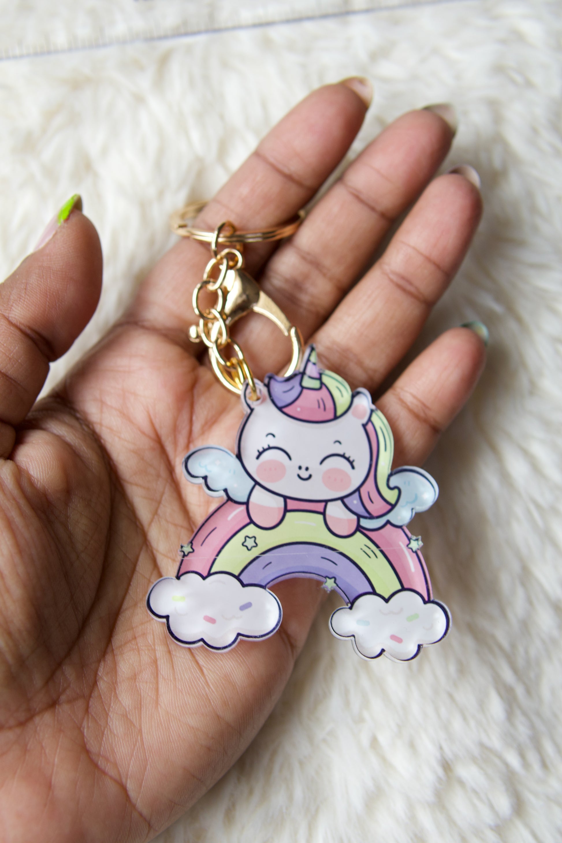Unicorn Rainbow Short Premium Acrylic Keychain